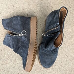 Sofft Dark Gray/Blue Suede Ankle Booties